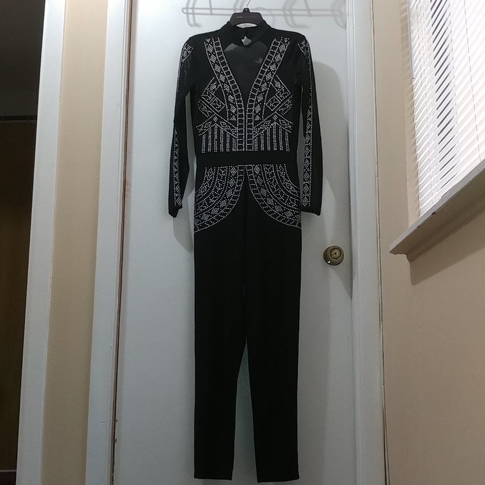 Black, studded jumpsuit. Medium.